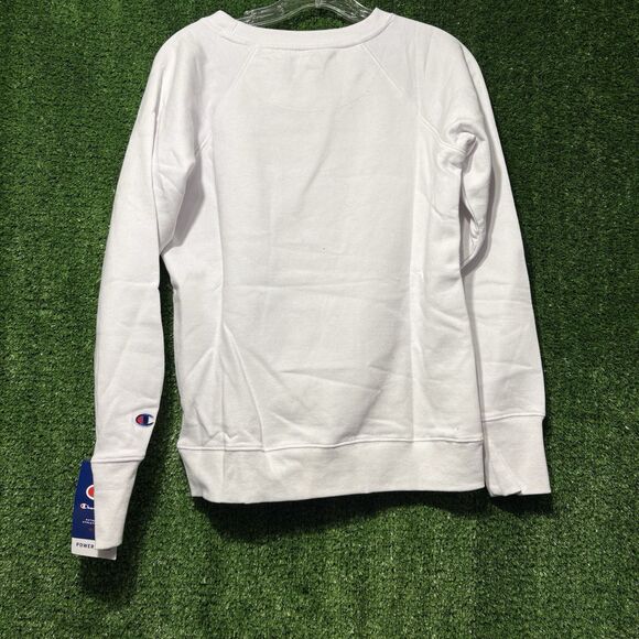 NWT Champion White Spellout Pullover Crewneck Sweatshirt Women’s Large - Picture 4 of 4
